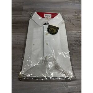 Vintage SPORTHOMSON Polo Shirt Polyester/Cotton 80's Size‎ M White